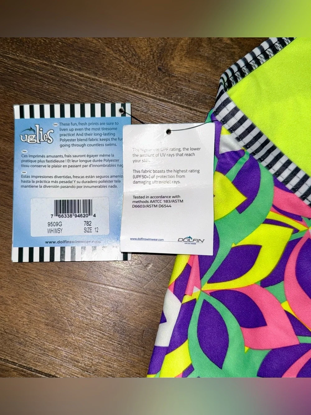 Dolfin Uglies Whimsy Girls One Piece Swimsuit Size 12 UPF 50+ NWT Practice